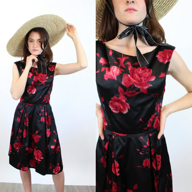 1960s NEIMAN MARCUS rose print SILK dress xs | new spring 