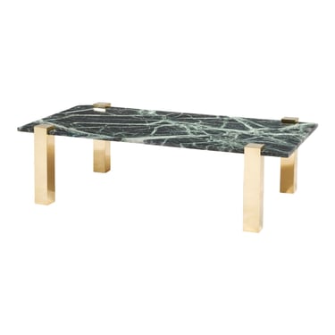 PACE Collection Verde Green Marble and Brass Coffee Table, 1970