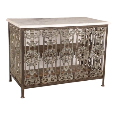 Iron Console Table with Marble Top