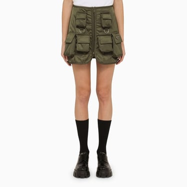 Prada Military Green Multi-Pocket Skirt In Re-Nylon Women