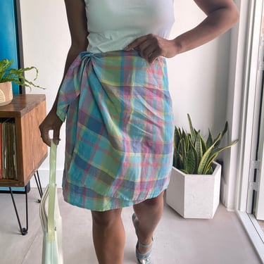 vintage linen wrap mini skirt 