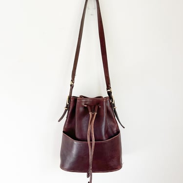 Vintage 1980s Mahogany Leather Bucket Bag 