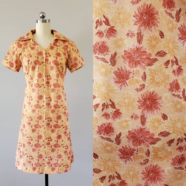 1970s Floral Print Dress 70's Shift Dress 70s Women's Vintage Size XL / 26 