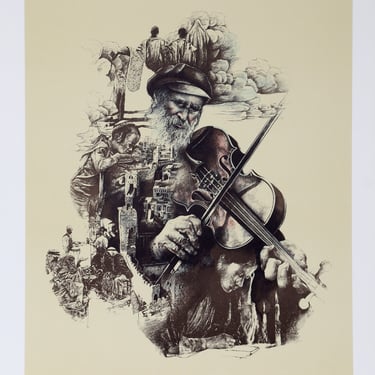 Fiddler on the Roof by Ari Harpaz 1985 Lithograph Judaica 