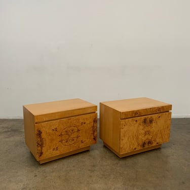 Burl wood nightstands by Lane - pair 