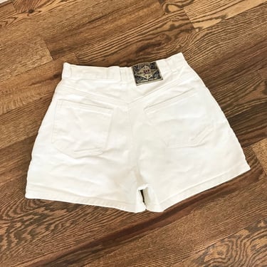 90's Express White Denim Shorts / Size 26 