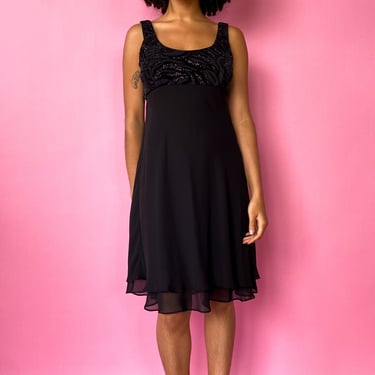 1990s Black Glittery Zebra Dress, sz. S-XL