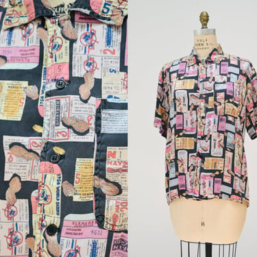 90s Vintage Nicole Miller Silk Shirt With Candy Jelly Chocolate Print Size  XS Mens Medium Large Womens Halloween Candy Junk Food Shirt -  Canada