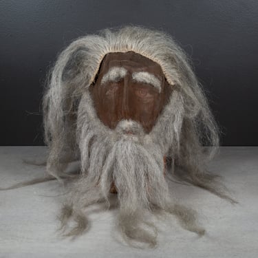 Antique Odd Fellows Ceremonial Mask with Hair and Beard c.1900