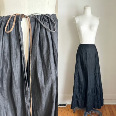 Edwardian 1910s Black Cotton Slip Skirt / Under Skirt // 36
