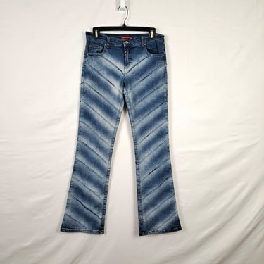 Vintage 2000s Low Rise Chevron Stripe Flare Jeans, Size Small 