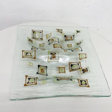 Modernist Fused Art Glass Decorative Sectioned Plate Higgins Studio 1960s 