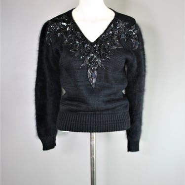 Circa 1980-90s - Puff Sleeve - Angora Sweater - for  Nordstrom 