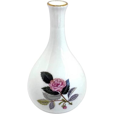 Vintage English Wedgwood Gold Gilt and Bone China Hathaway Rose Bud Vase 