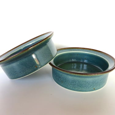 Set of 2 Dansk Generations 6" Teal Blue Bowls, Stoneware "Mist" Dishes Designed by Niels Refsgaard Denmark 