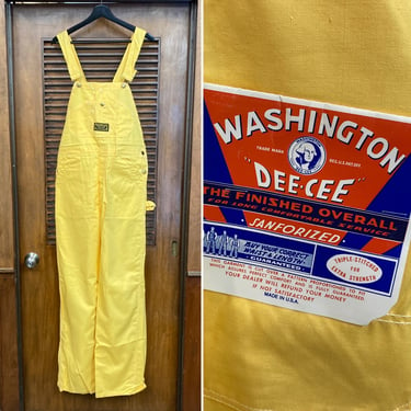 Vintage 1960’s -Deadstock- “Dee Cee” Yellow Mod Cotton Denim Jeans Overalls, W34 L34, Never Worn, 60’s Vintage Clothing 