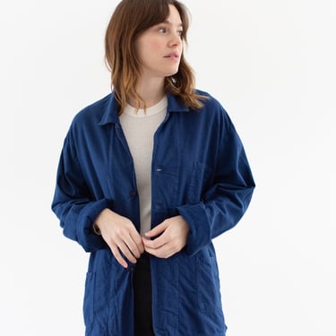 Vintage True Blue Overdye Flannel Chore Shirt Jacket | Unisex Mended Cotton Blazer | L | IT327 