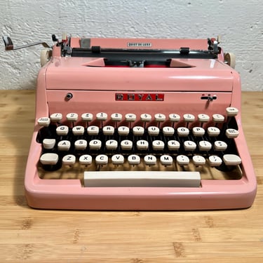 Pink 1957 Royal Typewriter Quiet Deluxe Portable with Case, New Ribbon, Serviced 