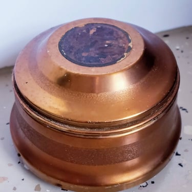 Antique Round Copper Music Box Vintage Vanity Items Women's Compacts 