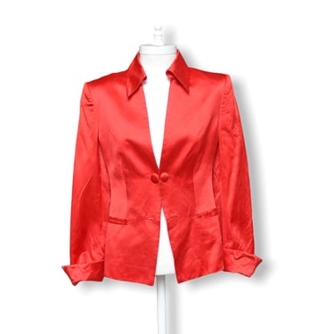 Vintage Carolina Herrera Red Silk Blazer 