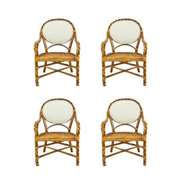 #1599 Set of 4 McGuire Twisted Rattan Dining Chairs