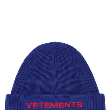 VETEMENTS Blue wool beanie hat