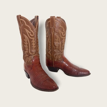 Vintage JUSTIN Lizard Skin Cowboy Boots ~ 10 1/2 D ~ Western / Rockabilly ~ 2-Tone ~ Exotic 