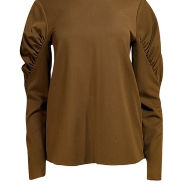 Tibi - Green Puffed Sleeve Twill Top Sz 4