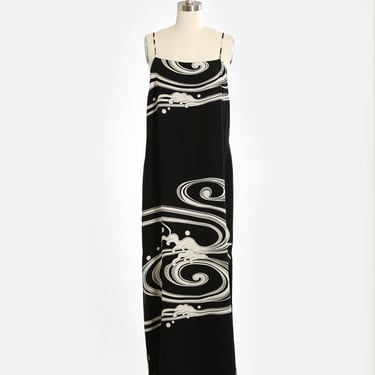 Anne Namba black silk Wave maxi dress 