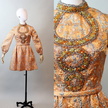 1960s ELOISE CURTIS lurex gem MOD mini dress xs | new fall 