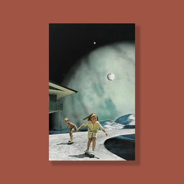 Space Sesh - Analog Paper Collage Print, Surreal Art, Vintage Art 