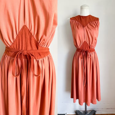 Vintage 1970s Two-Toned Brown Dress / XS-S 
