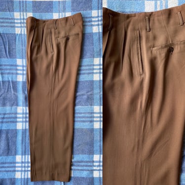 Vintage 1940s 1950s Slacks Gabardine Unisex Pleated Pants Size Small 