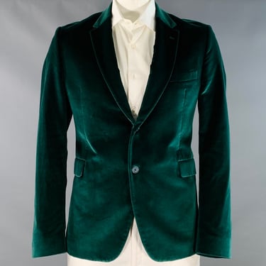 PAUL SMITH Size 44 Kensington Green Velvet Cotton Notch Lapel Sport Coat