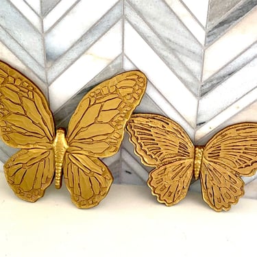 Vintage 7os Retro Homco Butterflies, Wall Hangings, Gold Plastic, Lightweight, Butterfly Decor 