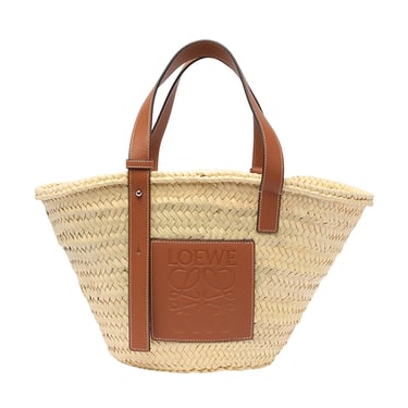 Loewe Women Basket Bag In Palm Leaf And Leather Medium