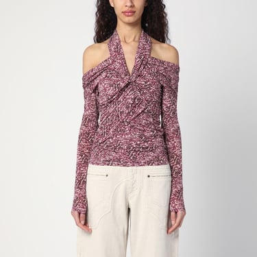 Isabel Marant Draped Vonda Top With Purple Print Women