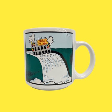 Vintage Far Side Mug Retro 1980s Gary Larson + Crisis Clinic + Chronicle Features + White Porcelain + Cartoon + Novelty or Humor + Kitchen 
