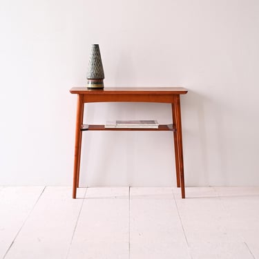 Scandinavian Vintage Wooden Coffee Table with Magazine Rack, 1960s Design 