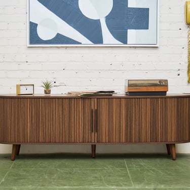 Tambour Door Credenza With Drawers In The Middle
