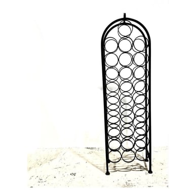 Vintage 1960s Black Wrought Iron Dome Top Wine Rack 