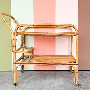 Italian Rattan Bar Cart