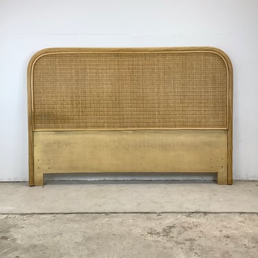 Coastal Modern Wicker Headboard attr. henry link, full/queen bed 