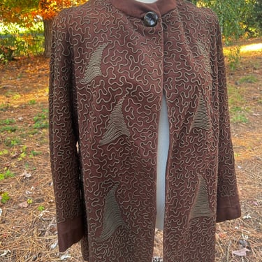 Sublime 1930s Chocolate Wool Soutache Lined Jacket Vintage 36 Bust Small Medium 