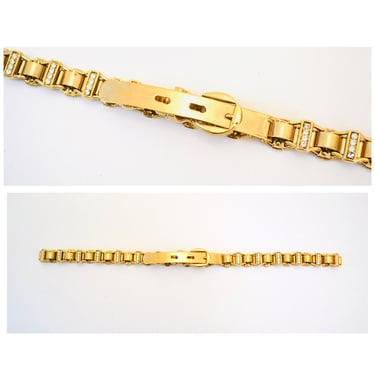90s Vintage Gold Rhinestone Chain Belt Gold Wedding Diamond Chain Thin Gold Metal Belt Small Medium 28-30