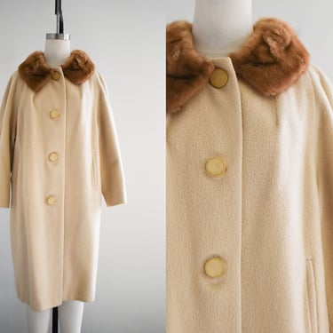 1960s Forstmann Wool Fur Collar Coat 