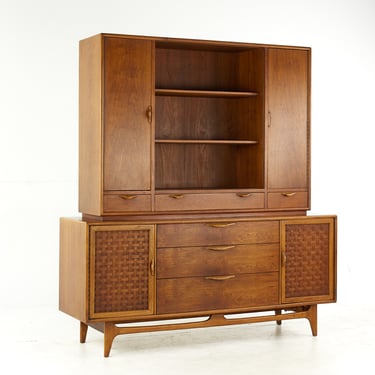 Lane Perception Mid Century Walnut Buffet and Hutch - mcm 