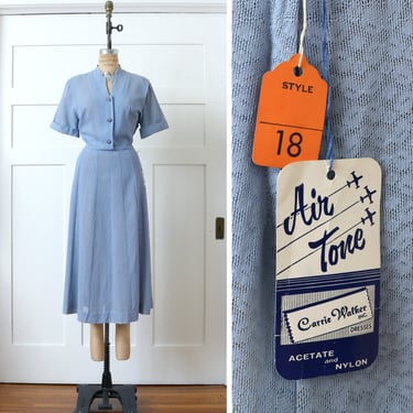 volup vintage NOS dress • light gray blue semi-sheer Penney's day dress NWT 