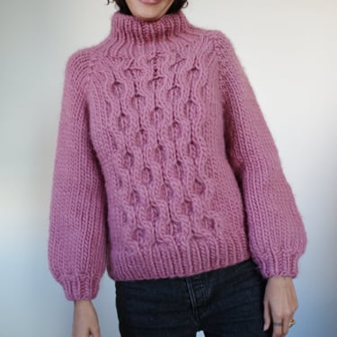 Pink Mock Neck Knit Sweater