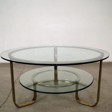 1970’s Hollywood Regency Art Deco Brass Coffee Table 